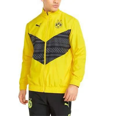 Puma Bvb Prematch Full Zip Jacket Мужские желтые пальто Куртки Верхняя одежда 765020-01