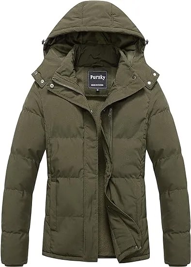 Куртка Pursky Women's Warm Winter Thicken Waterproof, темно-зеленый