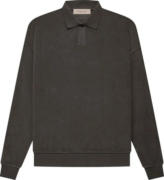 Лонгслив Fear of God Essentials Velour Long-Sleeve Polo 'Off Black', черный