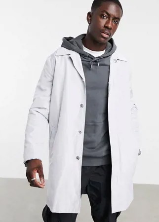 Серый непромокаемый тренч ASOS DESIGN