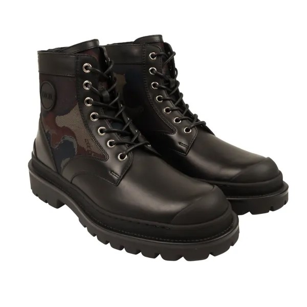 Черные кожаные ботинки Explorer из коллаборации с Peter Doig Dior Homme, цвет Pattern