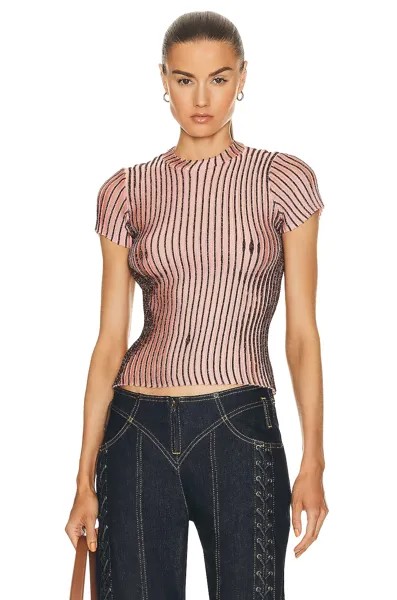 Топ Jean Paul Gaultier Trompe L'Oeil Short Sleeve, цвет Pink & Brown