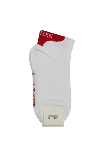 Красно-белые женские носки с логотипом Alexander McQueen