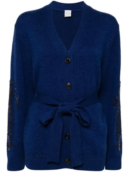 Paul Smith кардиган с поясом и вышивкой бисером, синий