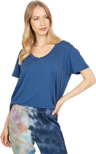 Футболка Michael Lauren Delano Signature Soft Slub Scoop Neck Boyfriend Tee, цвет Denim Navy