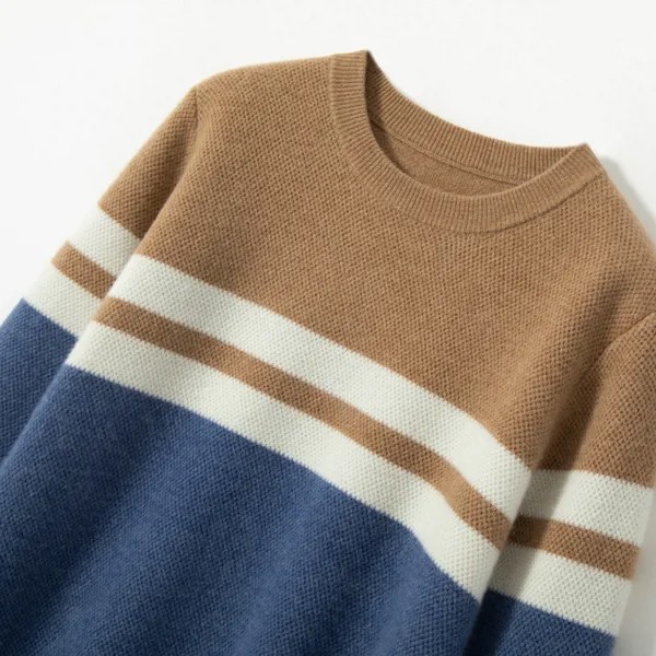 Осенне-зимний Однотонный мужской свитер Cahsmere, повседневные трикотажные пуловеры в контрастную полоску, мягкая теплая Толстая кашемировая ...