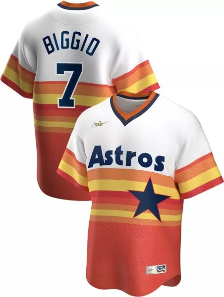 Мужской темно-синий пуловер с v-образным вырезом Nike Houston Astros Craig Biggio #7 Cooperstown