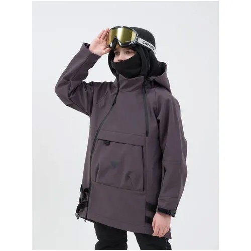 Горнолыжная куртка Sherysheff, карман для ски-пасса, регулируемый край, ветрозащитная, водонепроницаемая, карманы, регулируемый капюшон, мембранная, светоотражающие элементы, несъемный капюшон, регулируемые манжеты, размер 140, серый