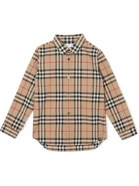 Burberry Kids поплиновая рубашка в клетку Vintage Check