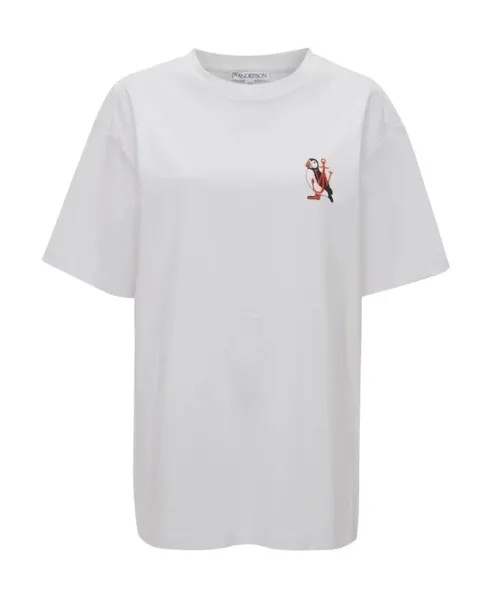 Хлопковая футболка с вышивкой Jw Anderson, белый
