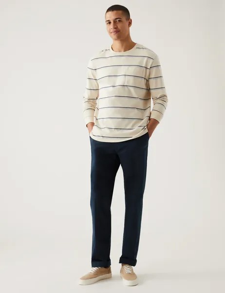 Классические брюки чинос обычного кроя Marks & Spencer, темно-синий