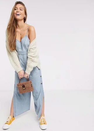 Голубой комбинезон на бретельках American Eagle-Синий