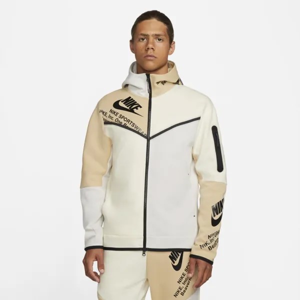 Худи Nike Tech Fleece Windrunner с полной молнией кремовый бежевый белый черный DM6474-072