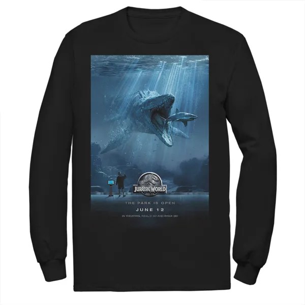 Мужская футболка с постером к фильму «Мир Юрского периода Mosasaurus» Jurassic World, черный