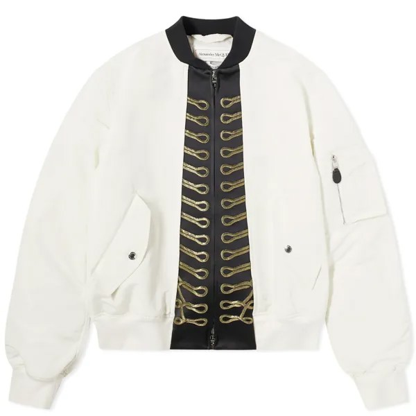 Куртка бомбер Alexander Mcqueen Tailored Collar Bomber, цвет Bone