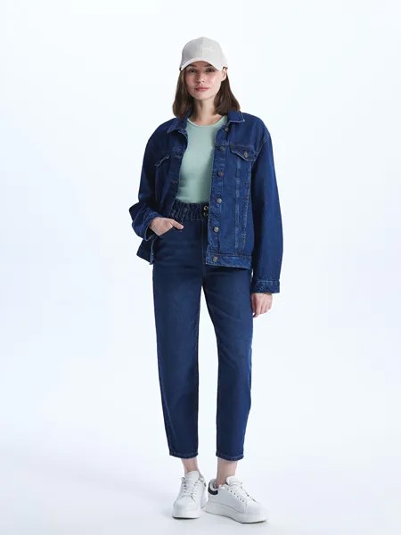 Женские джинсовые брюки с напуском и эластичной резинкой на талии LCW Jeans, среднее индиго родео