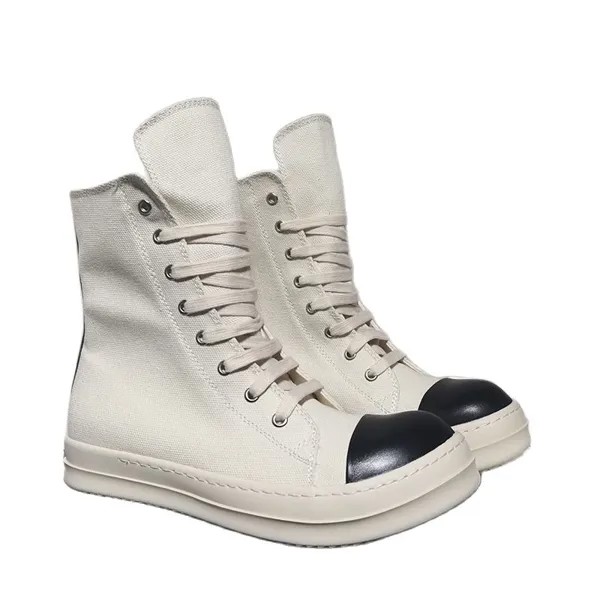 Мужская обувь Y2k Rick RO Owens, холщовые туфли на толстой подошве с высоким верхом, Мужская Бежевая дышащая женская повседневная обувь, женская спортивная обувь