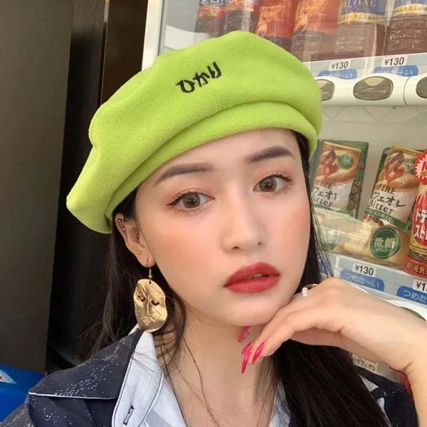 Буква Вышивка Регулируемая Британская корейская шапочка Шапка Женщины Береты Восьмиугольная шляпа Художник Шляпа