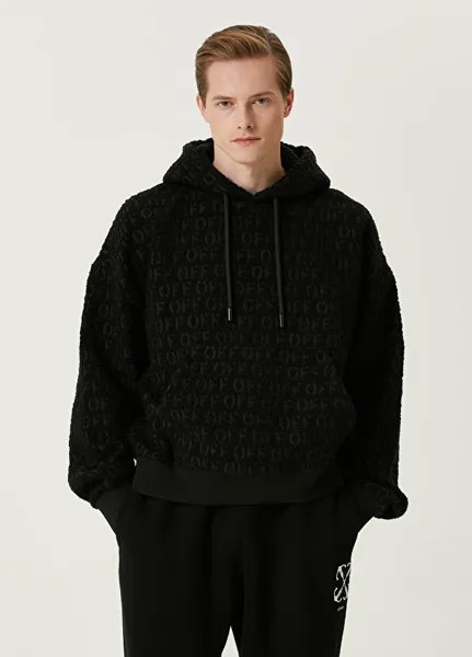 Черный жаккардовый свитшот с капюшоном и логотипом Off-White