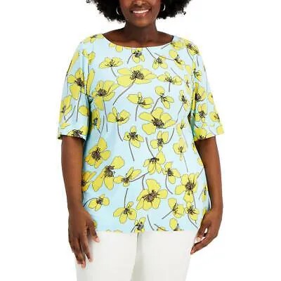 Anne Klein Женская блузка Bateau с цветочным принтом, пуловер, рубашка плюс BHFO 6015