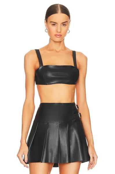 Бюстгальтер WeWoreWhat Faux Leather Top, черный