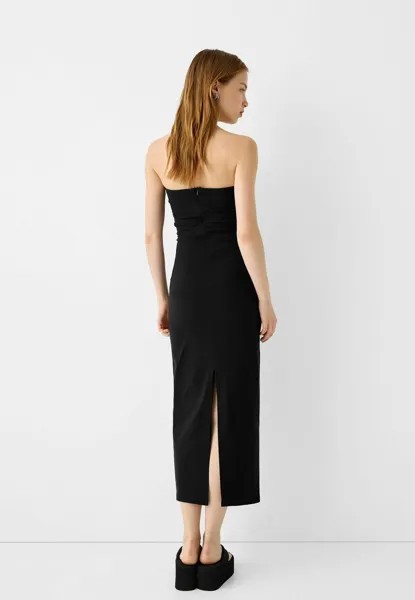 Платье-футляр BANDEAU MIDI Bershka, черный