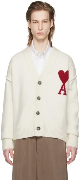 Кремового цвета Кардиган Ami de Cœur Ami Paris, цвет Off-white/Red