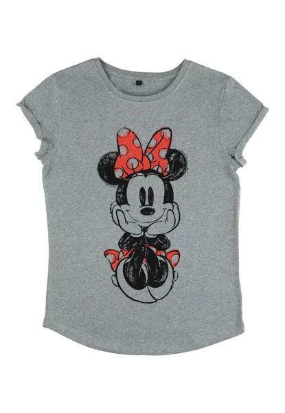 SITING MINNIE SKETCH Disney Classics Mickey Classic Disney, Футболка с принтом меланжево-серый