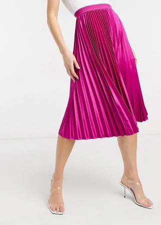 Плиссированная юбка макси цвета фуксии с принтом Outrageous Fortune-Розовый цвет