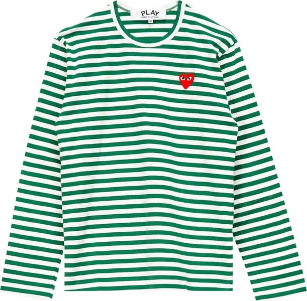Футболка Comme des Garçons PLAY Striped T-Shirt 'Green/White', зеленый