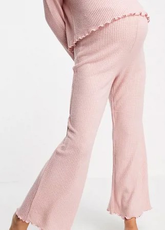 Домашние розовые брюки широкого кроя с вафельной фактурой от комплекта New Look Maternity-Розовый цвет