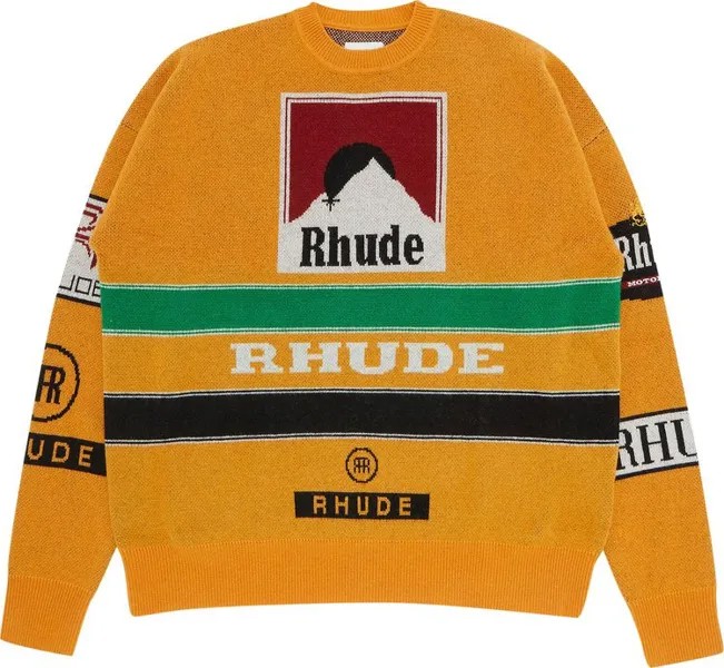 Толстовка Rhude Ayrton Knit Crewneck 'Mustard/Green/Black/White/Red', разноцветный