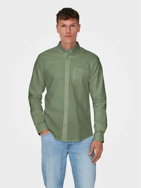 Рубашка узкого кроя Only & Sons, зеленый