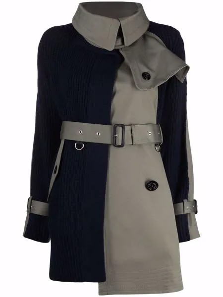 Sacai многослойный тренч асимметричного кроя