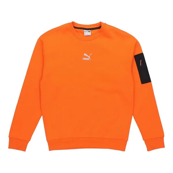 Толстовка PUMA Casual Loose Round Neck Pullover Flame Orange, оранжевый