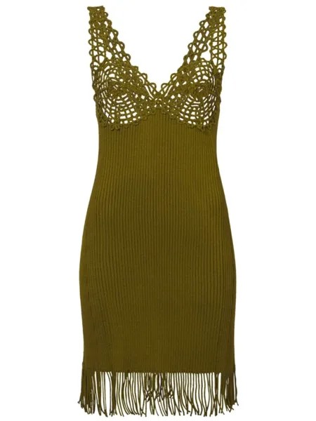 Proenza Schouler ribbed knit lace dress, зеленый