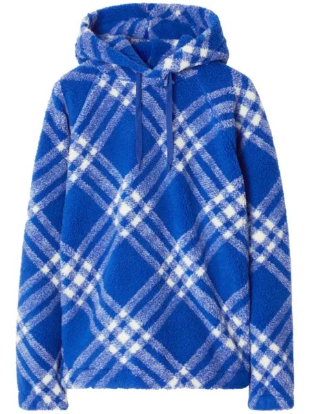 Burberry флисовое худи в клетку, синий