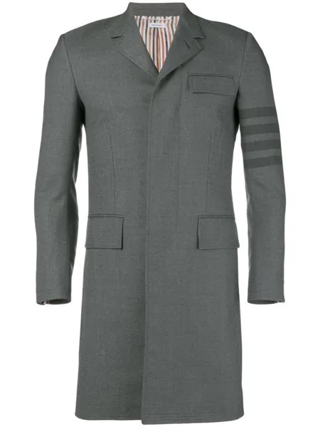 Thom Browne пальто длины миди с полосками 4-Bar, серый