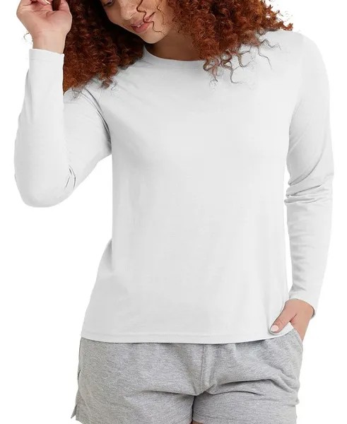 Женская классическая футболка Originals Triblend с длинным рукавом Hanes, слоновая кость/кремовый