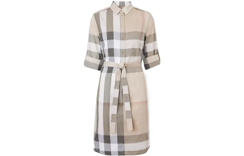 Платье с длинными рукавами женское светло-каменное Burberry