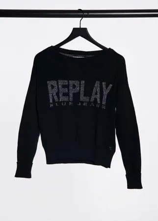 Черный свитшот с логотипом Replay