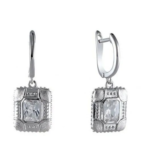 Серьги ELEMENT47, серебро, 925 проба, фианит, стекло