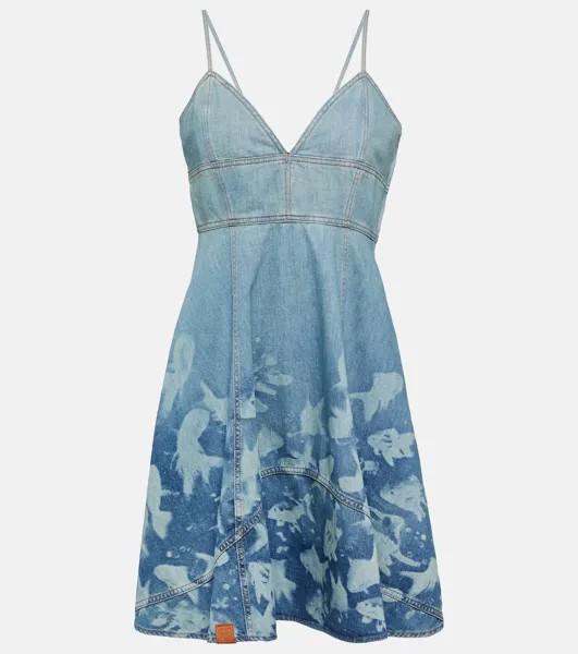 Джинсовое мини-платье Paula's Ibiza с принтом LOEWE, синий