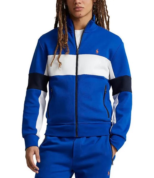 Спортивная куртка из сетчатой ​​ткани двойной вязки с длинными рукавами Polo Ralph Lauren, синий
