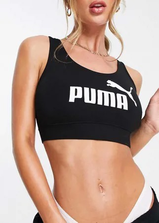 Черный бралетт с логотипом Puma Essentials-Черный цвет