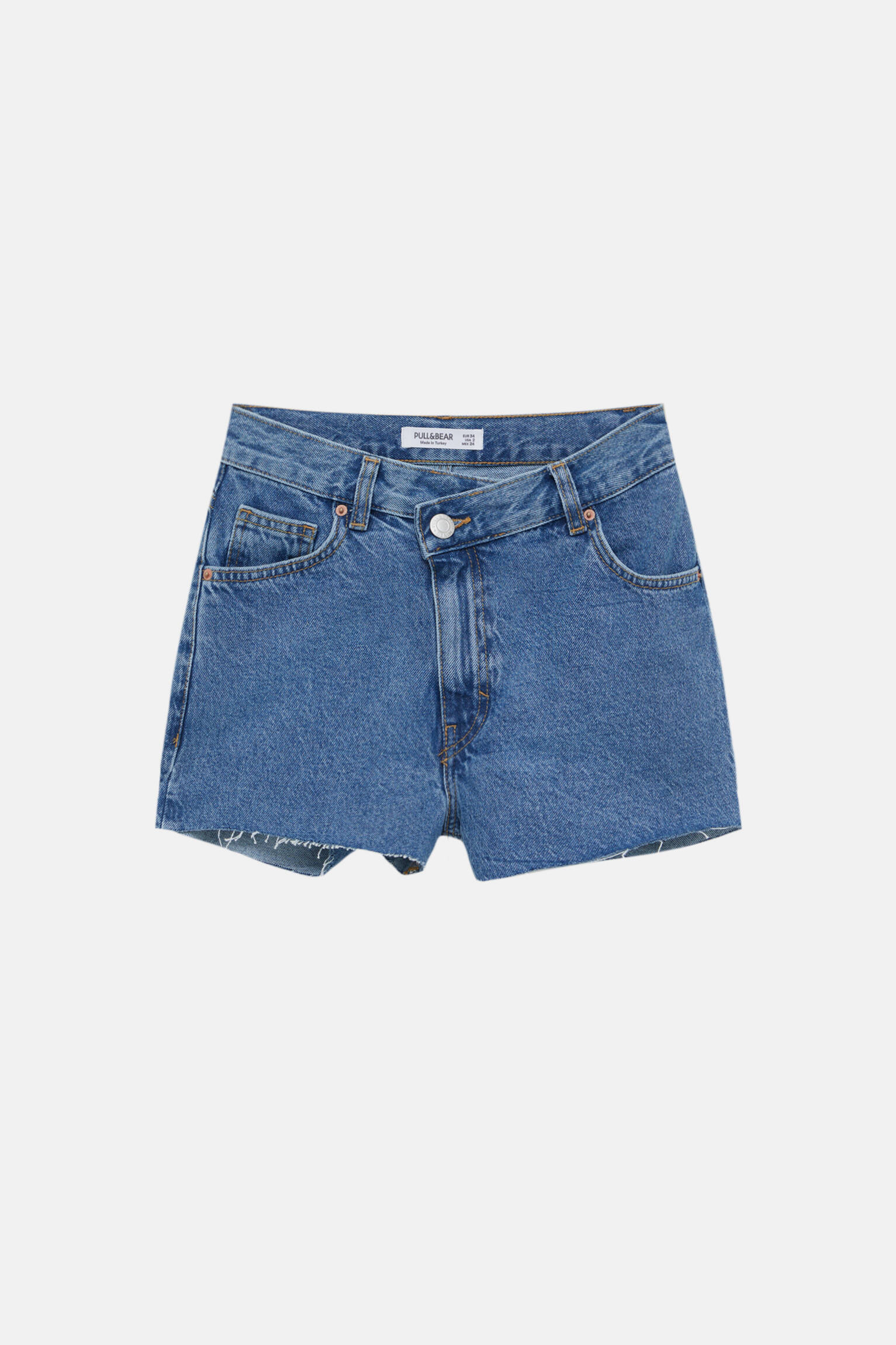 Шорты женские Pull&Bear PUL550698975 синие 36 EU. Доставка из-за рубежа.
