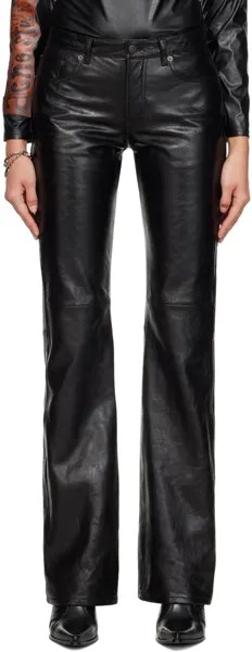Черные кожаные брюки со вставками Acne Studios