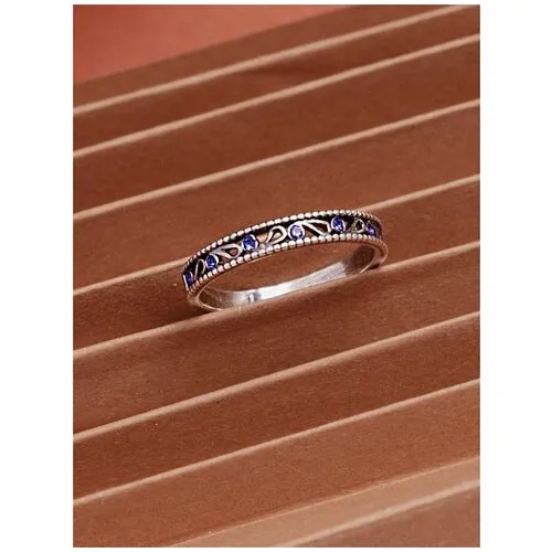 Кольцо Shine & Beauty, кристаллы Preciosa, размер 19, серебряный, синий