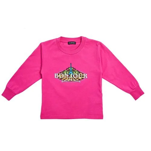 Balenciaga Kids Хлопковый лонгслив Bonjour 4