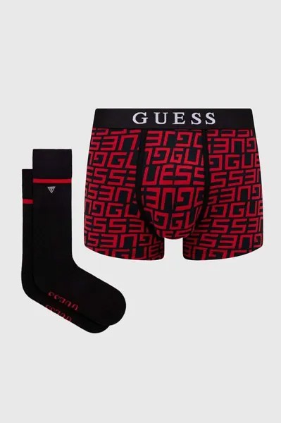 Угадай боксеры и носки Guess, красный